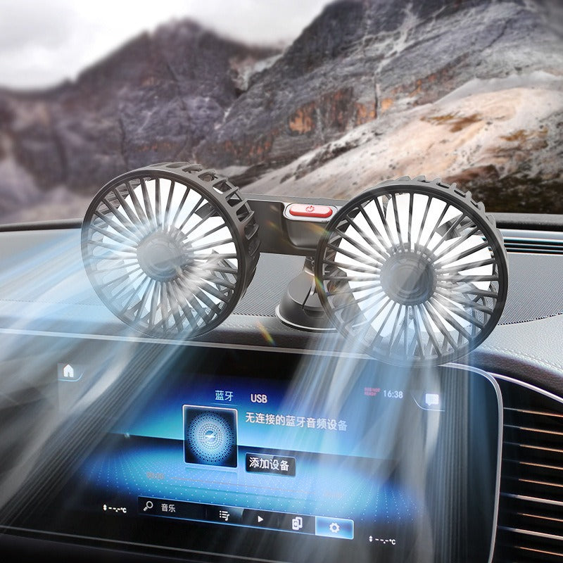 Unisex Dual-Head USB Car Air Vent Fan Bowlift