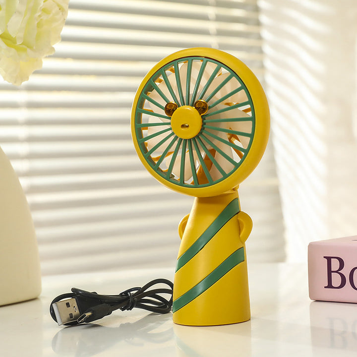 Women's Portable Handheld Fan with Ergonomic Grip and Cute Animal Design Bowlift