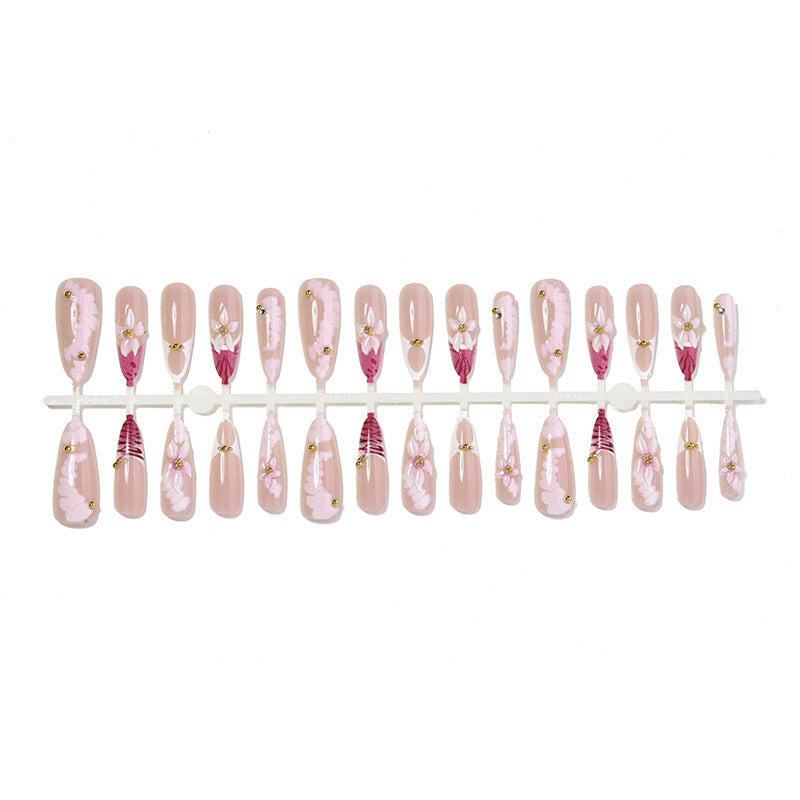 Artificial nail set with floral and elegant design elements Bowlift
