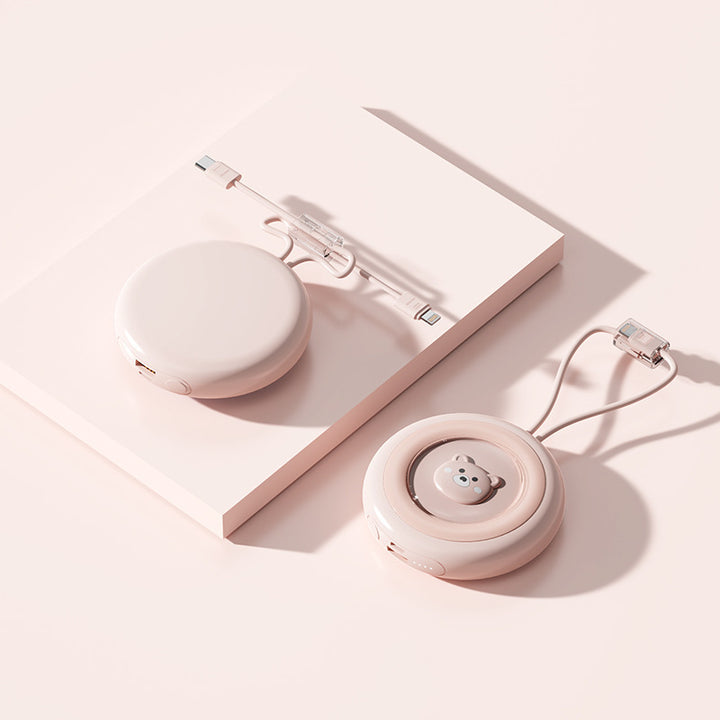 Compact power bank with integrated charging cable and stylish design Bowlift