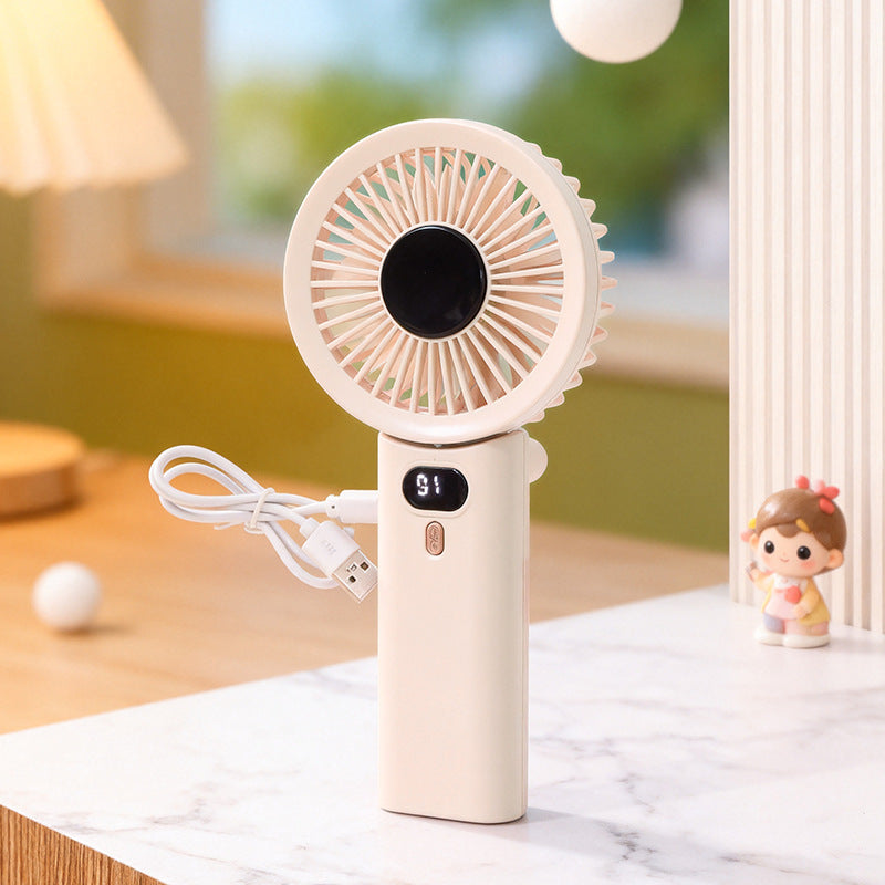 Women Portable Hand Fan with Temperature Regulating Display Bowlift