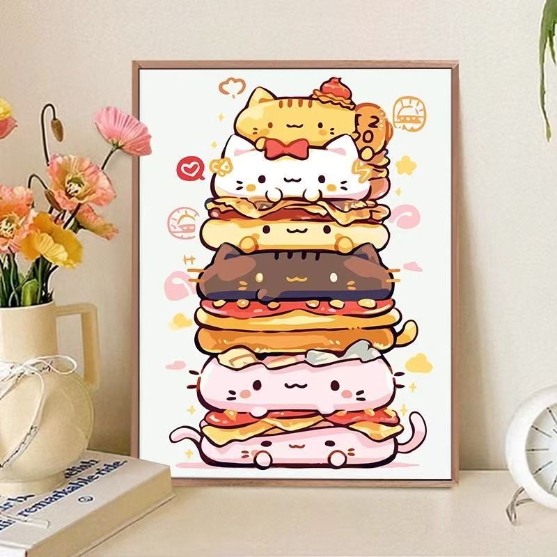 Playful Cat-Themed Food Art Print Bowlift