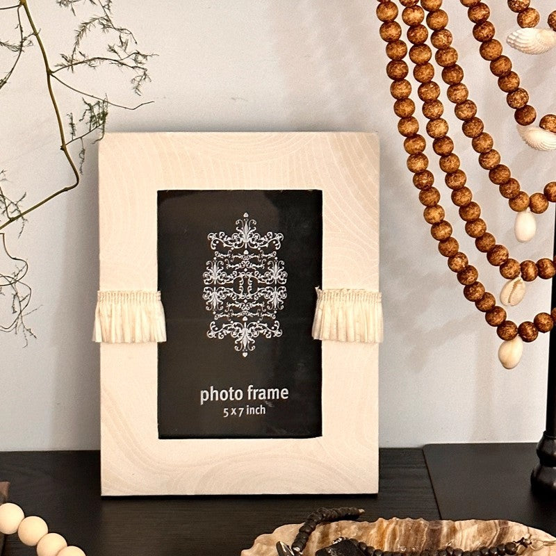 Decorative Photo Frame with Fringe Accents