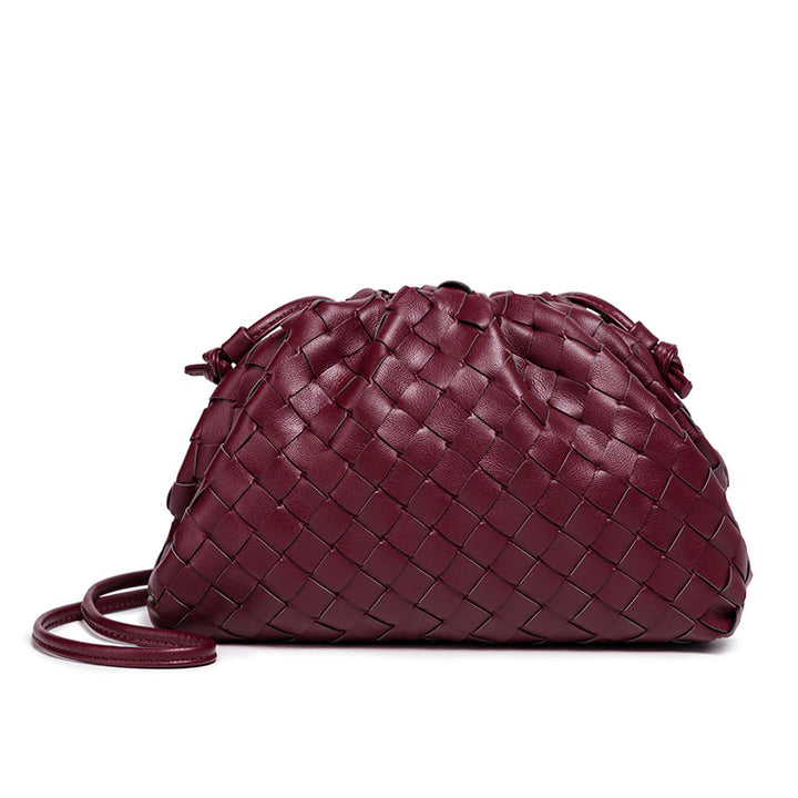 Elegant Woven Leather Bucket Bag Bowlift
