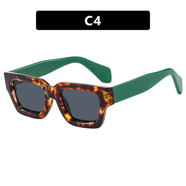 Ladies fashionable rectangular sunglasses with wide frame and protective UV filter Bowlift