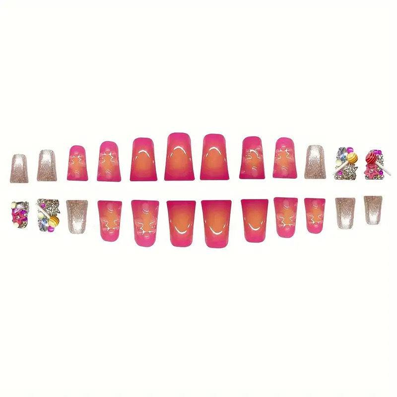 Decorative Crystal-Embellished Press-On Nails Bowlift
