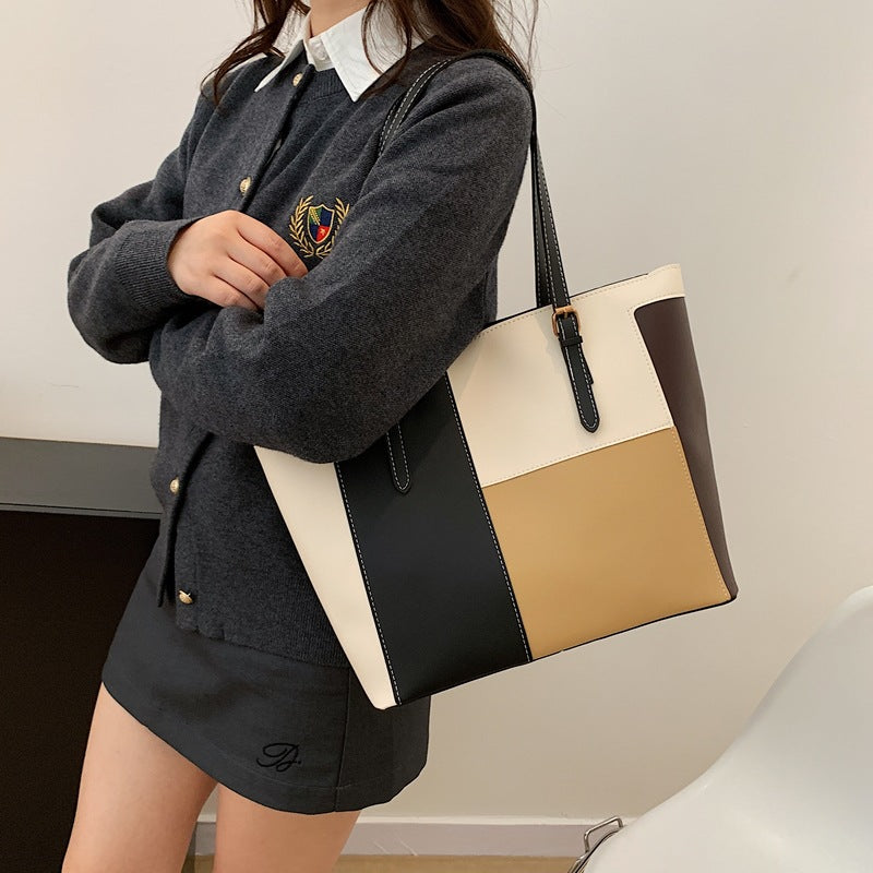 Stylish Color Block Tote Bag Bowlift