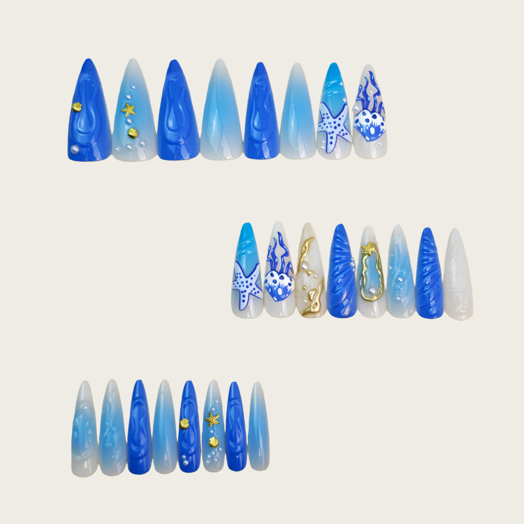 Exclusive artificial nails with maritime design Bowlift
