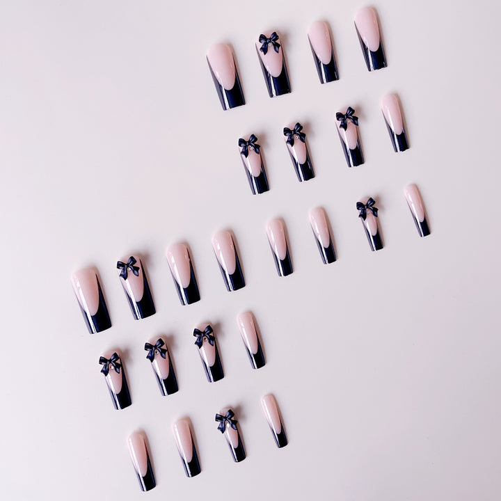 Elegant artificial nail tips with bow decorations Bowlift