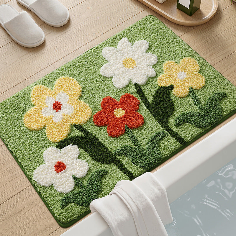 Textured Floral Bath Mat Bowlift