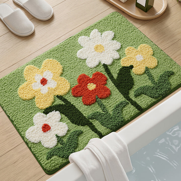 Textured Floral Bath Mat Bowlift