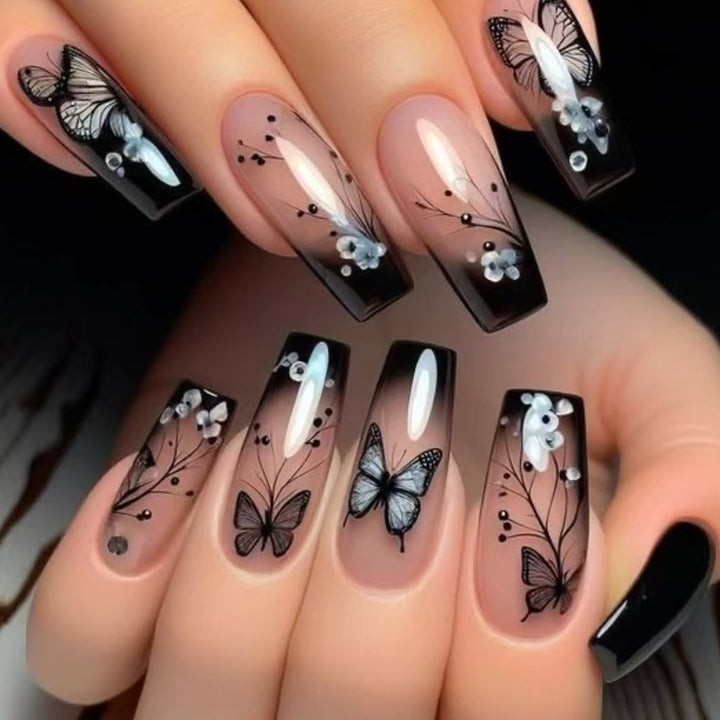 Artistic Butterfly Press-On Nails Bowlift