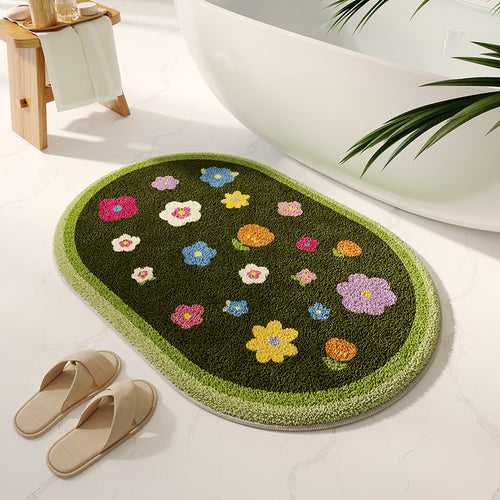 Soft Floral Bath Rug Bowlift