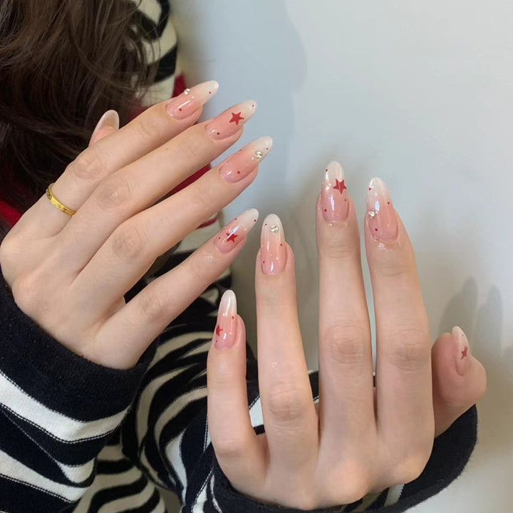 Stylish Nail Art Press-On Set with Glitter and Glossy Finish Bowlift