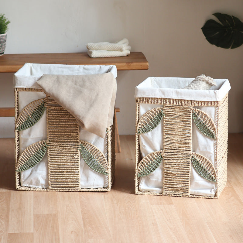 Elegant laundry basket made of natural wicker with fabric lining Bowlift