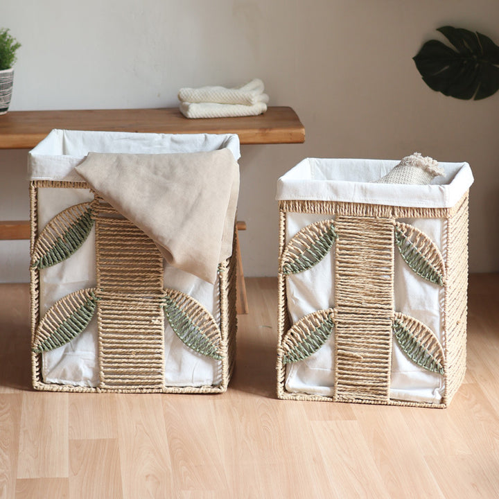 Elegant laundry basket made of natural wicker with fabric lining Bowlift