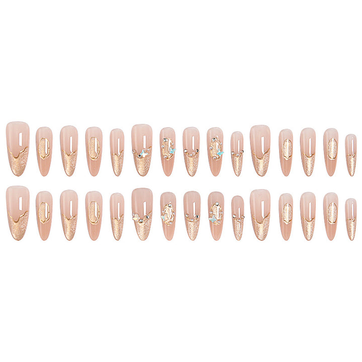 Art nail set with elegant gold glitter design Bowlift