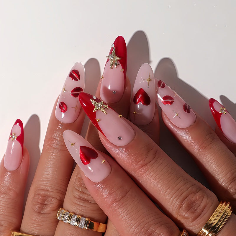 Creative Nail Art Set with Heart and Glitter Design Bowlift