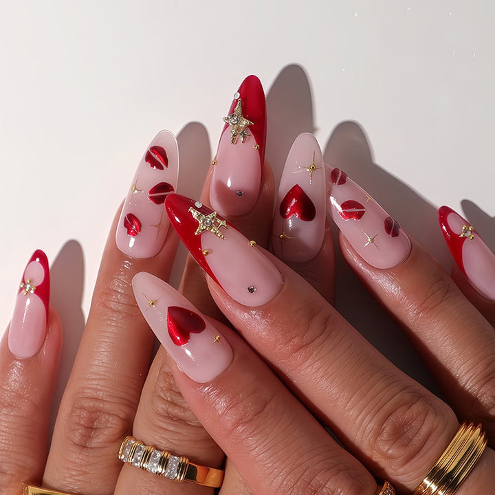 Creative Nail Art Set with Heart and Glitter Design Bowlift