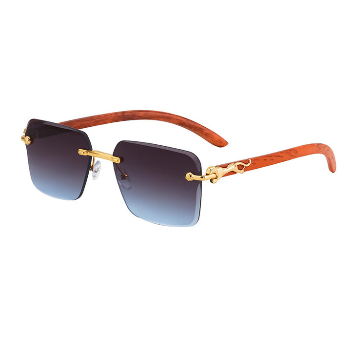 Women’s Fashion Square Sunglasses with Elegant Wooden Arms Bowlift
