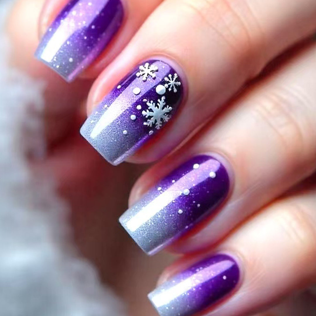 Sparkling Ombre Snowflake Nail Art Bowlift