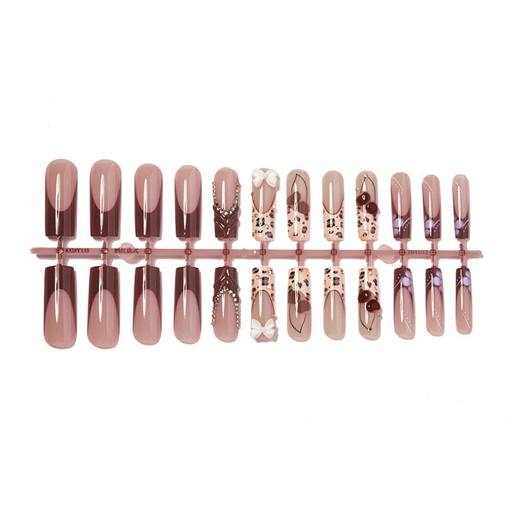 Artificial nail set with elegant flower and glitter effects Bowlift
