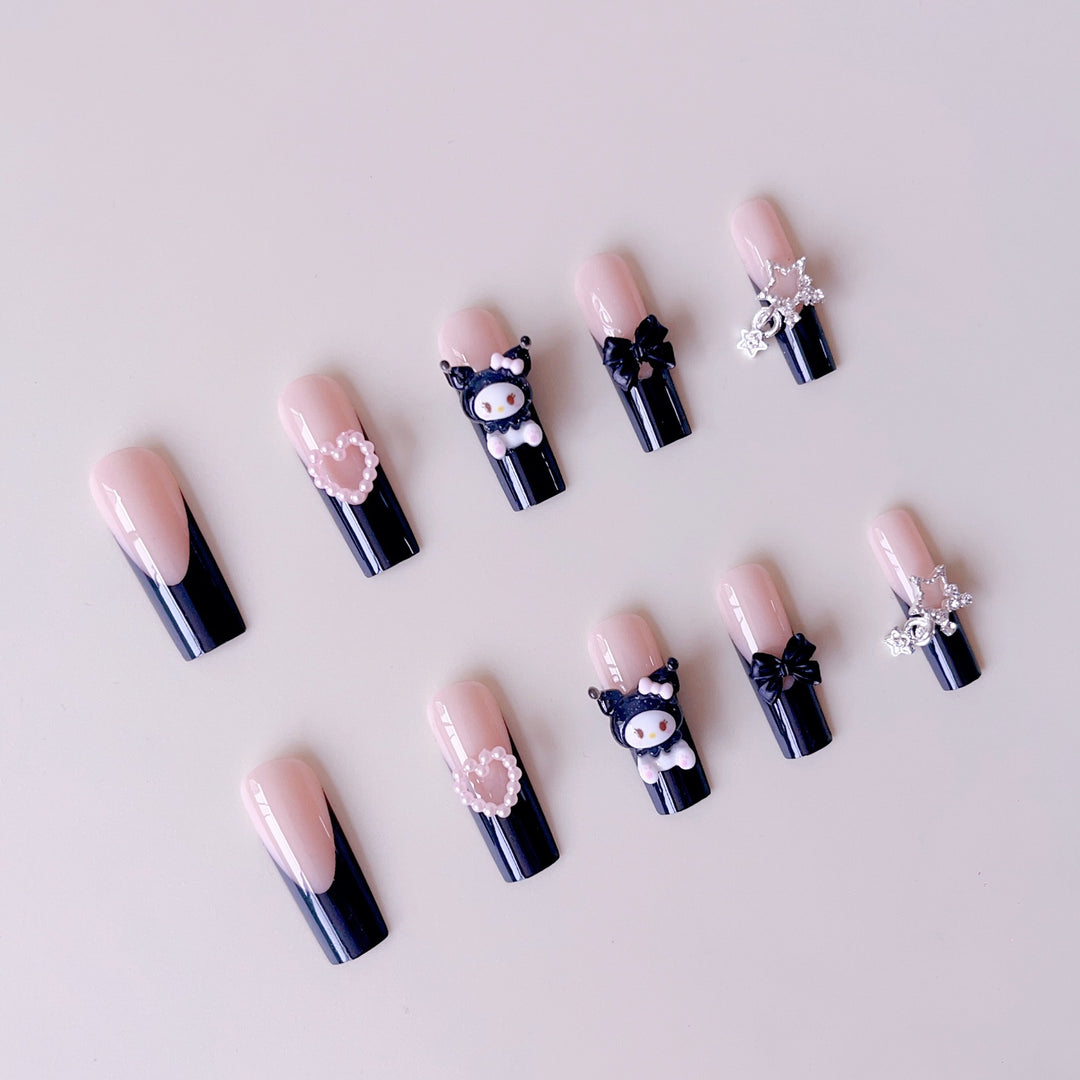Artificial nail set with playful 3D designs Bowlift
