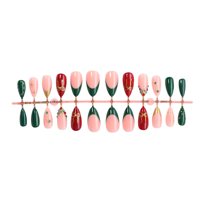Premium Multicolor Press-On Nail Set with Decorative Accents Bowlift