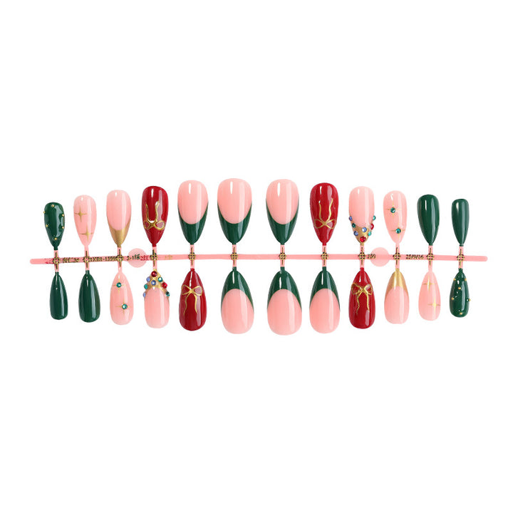 Premium Multicolor Press-On Nail Set with Decorative Accents Bowlift