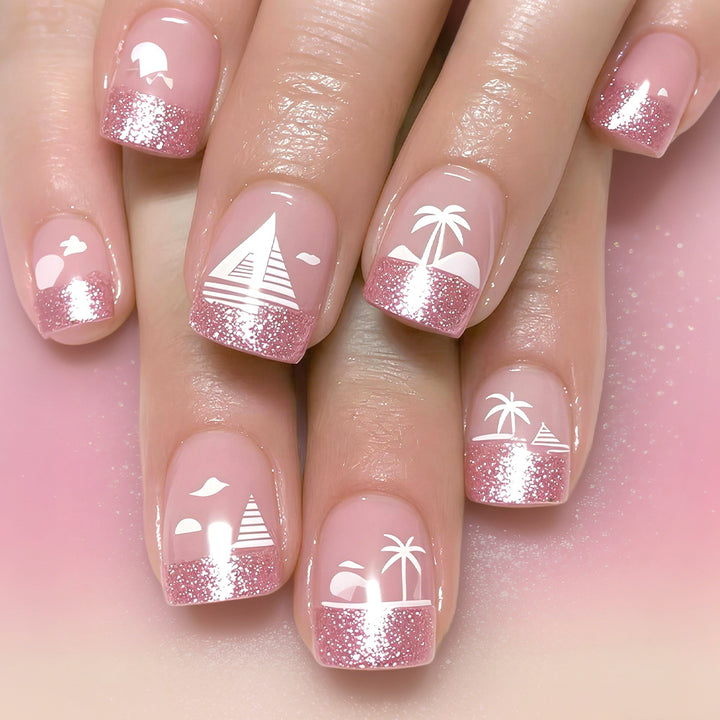 Tropical Beach-Themed Nail Art Design Bowlift