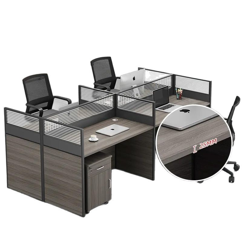 Workplace with partition and storage Bowlift