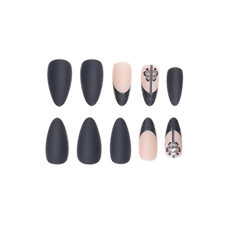 Floral Design Matte Long Stiletto Nails Bowlift