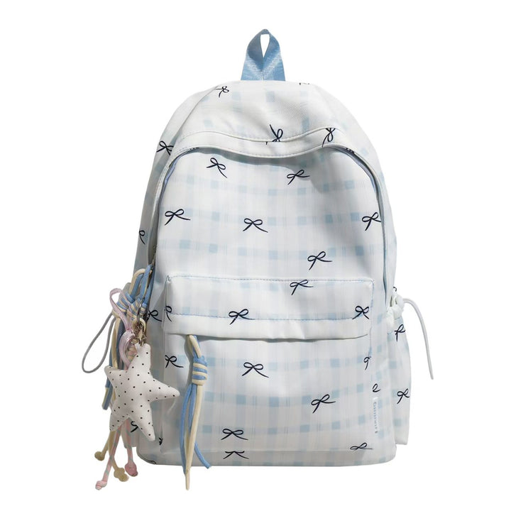 Backpack with Playful Checkered Pattern and Practical Compartments Bowlift