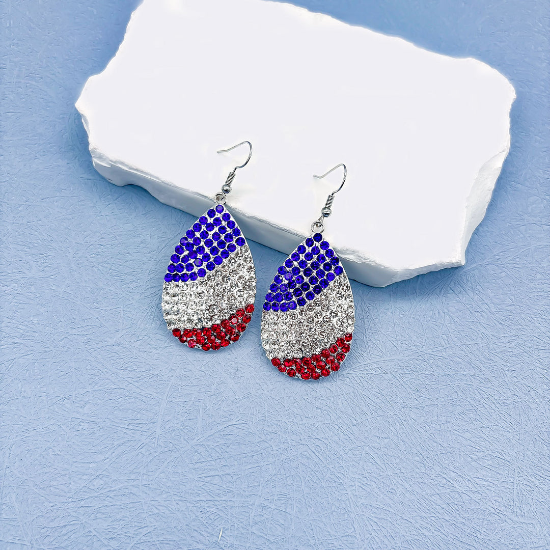 Women's nan long patriotic mesh tassel dangle earrings Bowlift