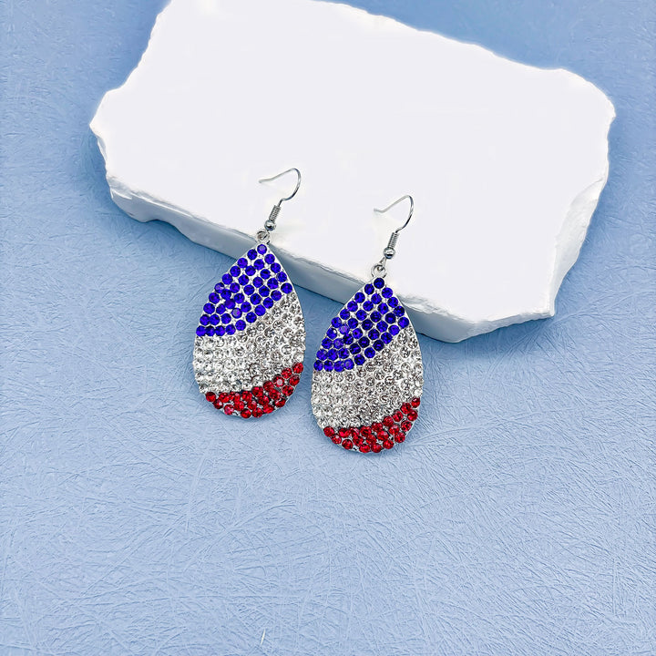 Women's nan long patriotic mesh tassel dangle earrings Bowlift