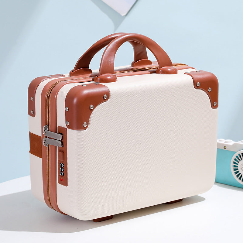 hard-shell vanity carry cosmetic case with reinforced corners and combination lock Bowlift