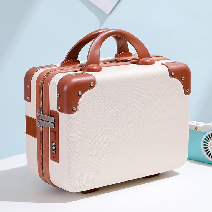 hard-shell vanity carry cosmetic case with reinforced corners and combination lock Bowlift