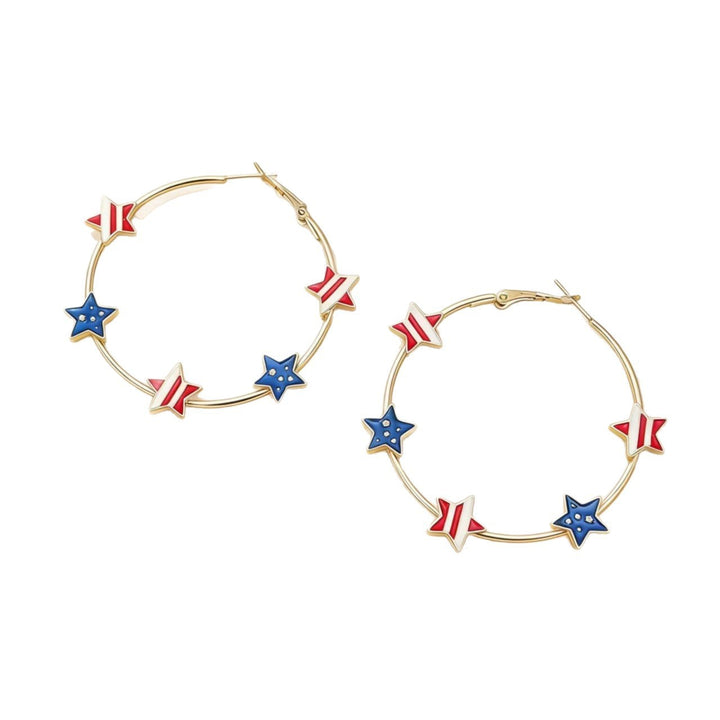Women's playful hoop earrings with enamel star appliqués and secure click closure Bowlift