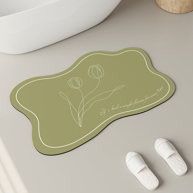 Elegant Floral Design Bath Mat Bowlift