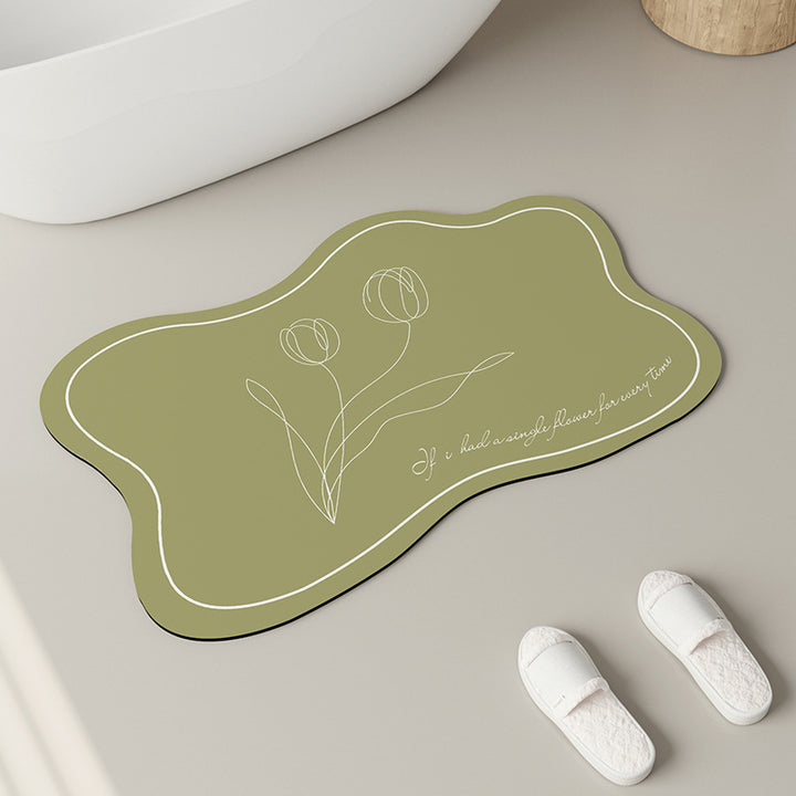 Elegant Floral Design Bath Mat Bowlift