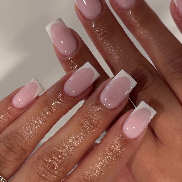 Artificial nail extensions with modern French tip Bowlift