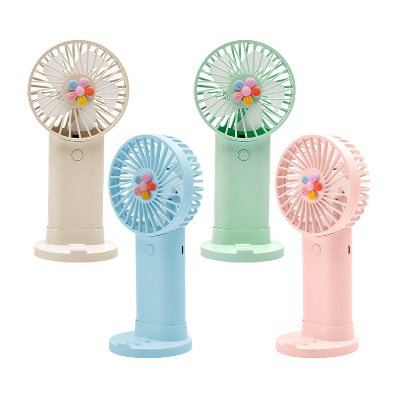 Women's Portable Handheld Fan with Playful Flower Design Bowlift