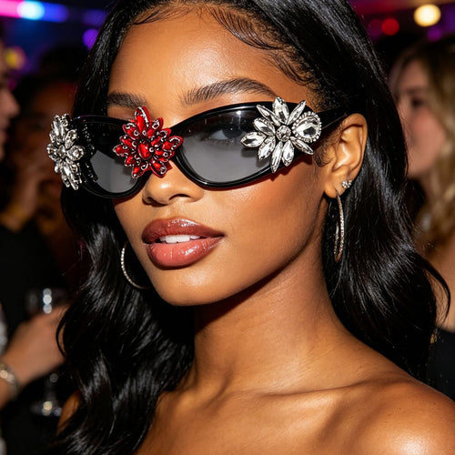 Ladies Glamorous Designer Sunglasses with Floral Accents Bowlift