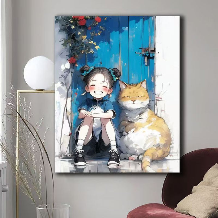 Illustrated Cat-Themed Wall Art Bowlift