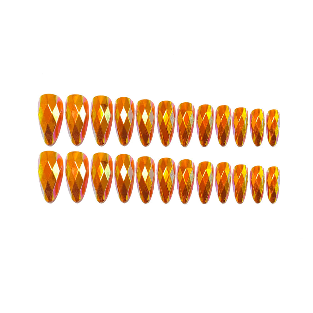 Shiny artificial nails with multifaceted design Bowlift