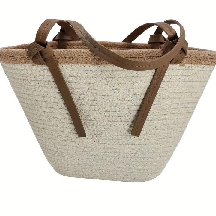 Spacious beach bag with innovative leather handles Bowlift