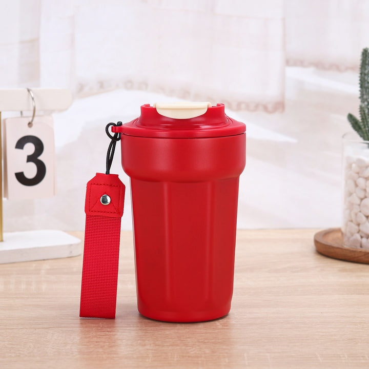 Insulated Stainless Steel Travel Coffee Tumbler with Leakproof Lid and Carry Strap Bowlift