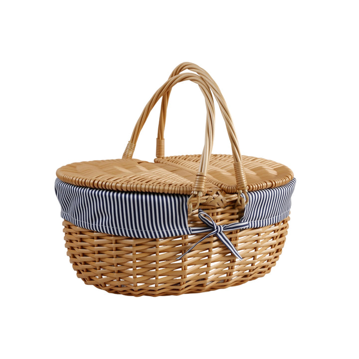 Women’s basket with decorative gingham fabric trim and sturdy handles Bowlift
