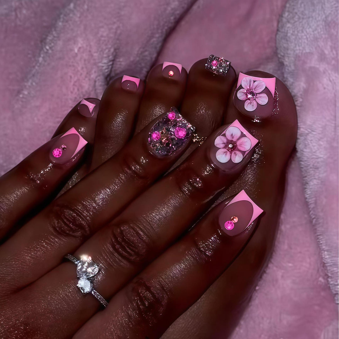 Artistic Floral Press-On Nail Set Bowlift 1787913642