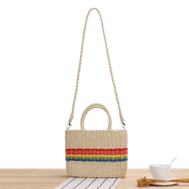 Braided shoulder bag with colorful striped design Bowlift